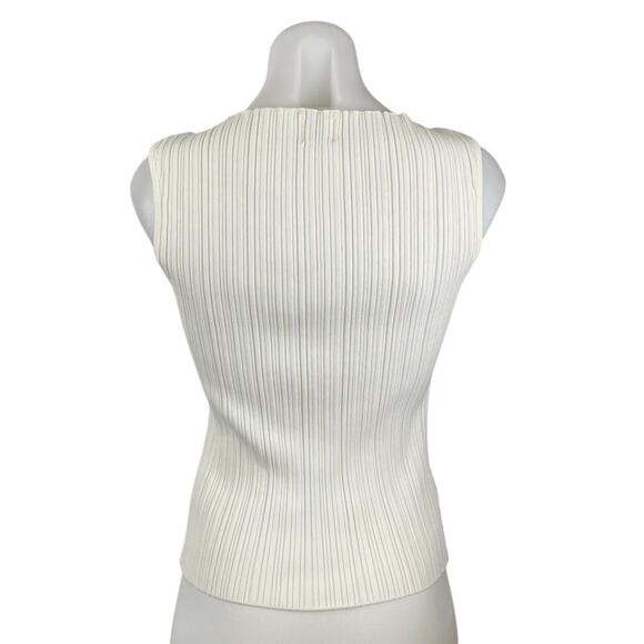 DISSH Women's White Sleeveless Ribbed Knit Boat Neck Cropped Tank Top Size XL - Picture 3 of 5